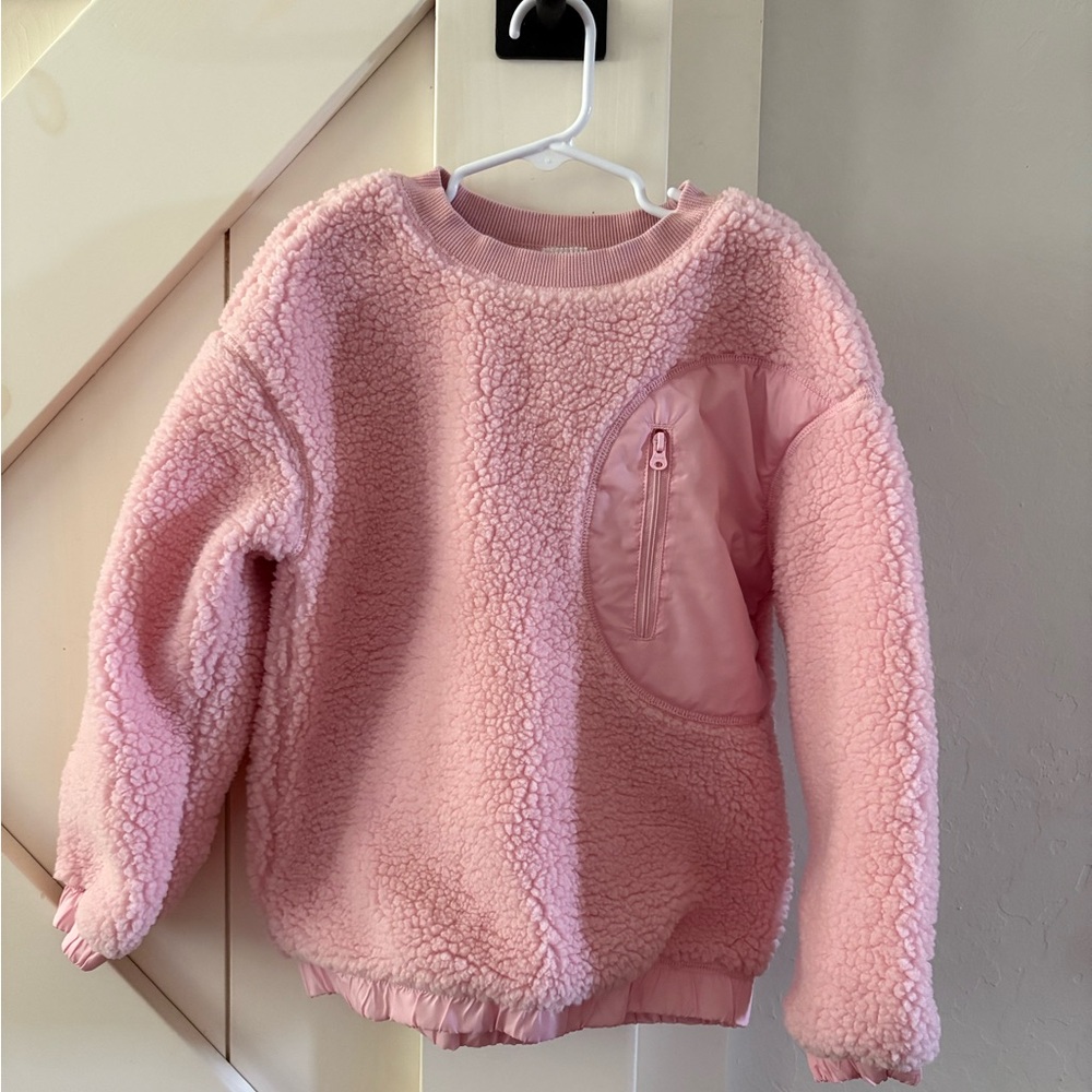 Hanna Andersson Girls Cozy Pink Fleece Kids Top 6-7